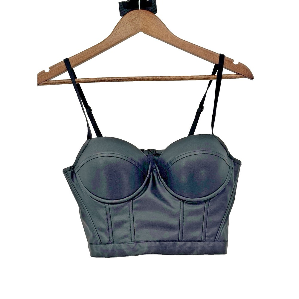Rue21 faux vegan leather black‎ crop whimsigoth biker goth NWT Y2K dominatrix